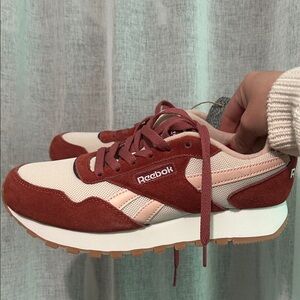 Reebok Women's Burgundy and Cream Sneakers